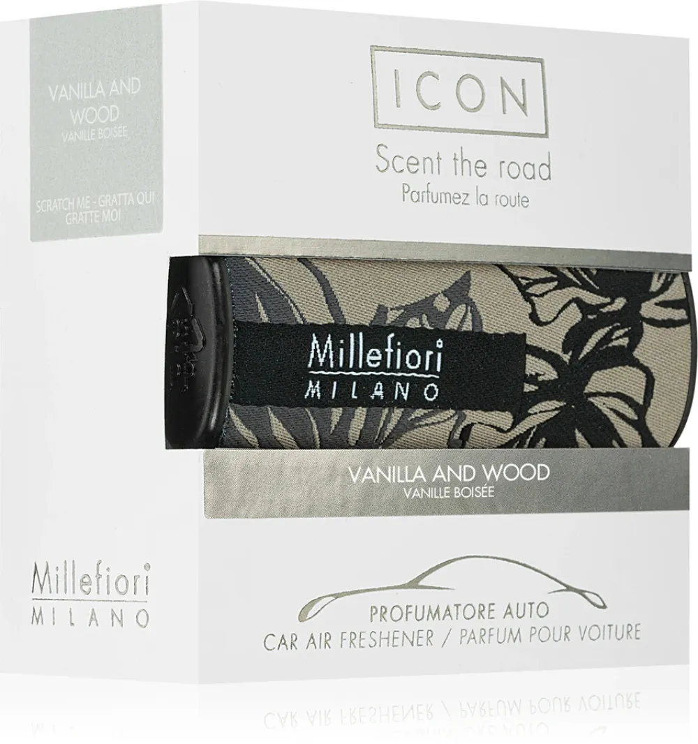 Icon Textil Floral Vanilla and Wood fragrância para carro Millefiori Icon Textil Floral Vanilla and Wood vůně do auta