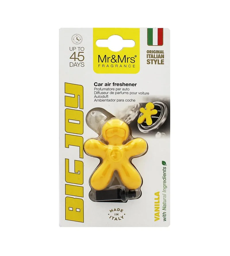 Big Joy Vanilla fragrância para carro amarela