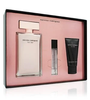 Narciso Rodriguez For Her 2024 conjunto de presente 100 ml + leite corporal 50 ml + eau de parfum eau de parfum para mulheres