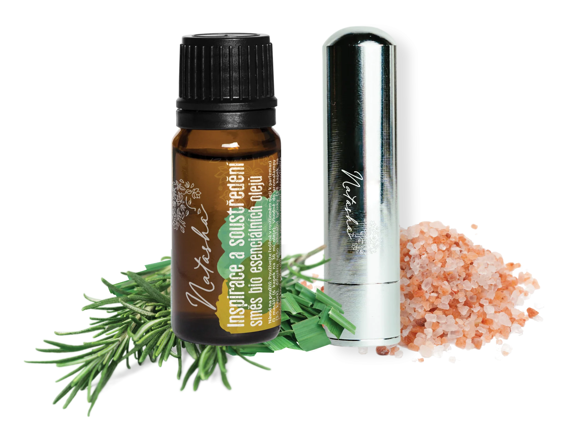 Natasha Kit de aromaterapia com inalador - Inspiração e concentração - alecrim e limão estimulantes