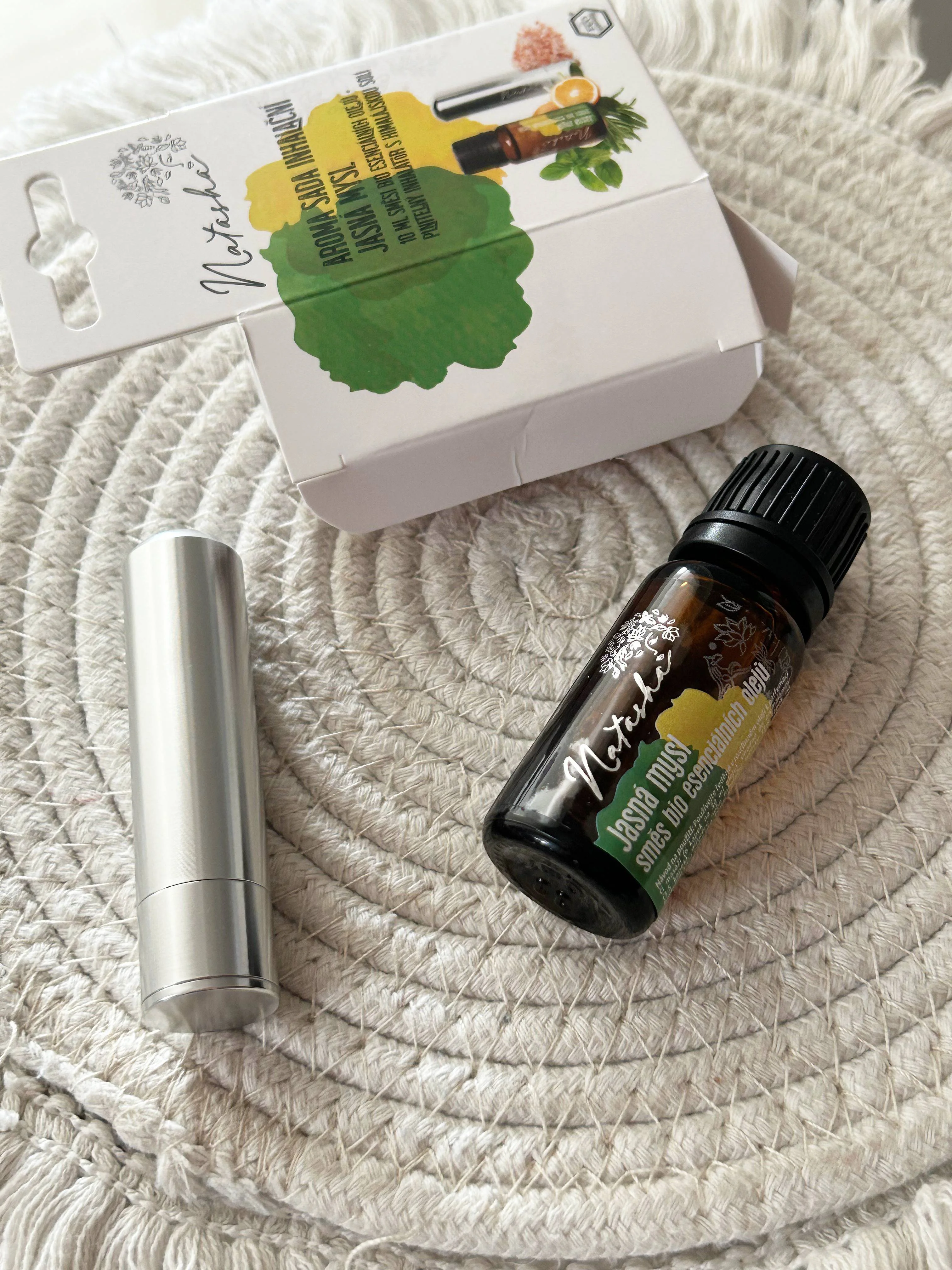 Natasha Conjunto aromático com inalador - Mente clara - laranja fresca, hortelã-pimenta e alecrim