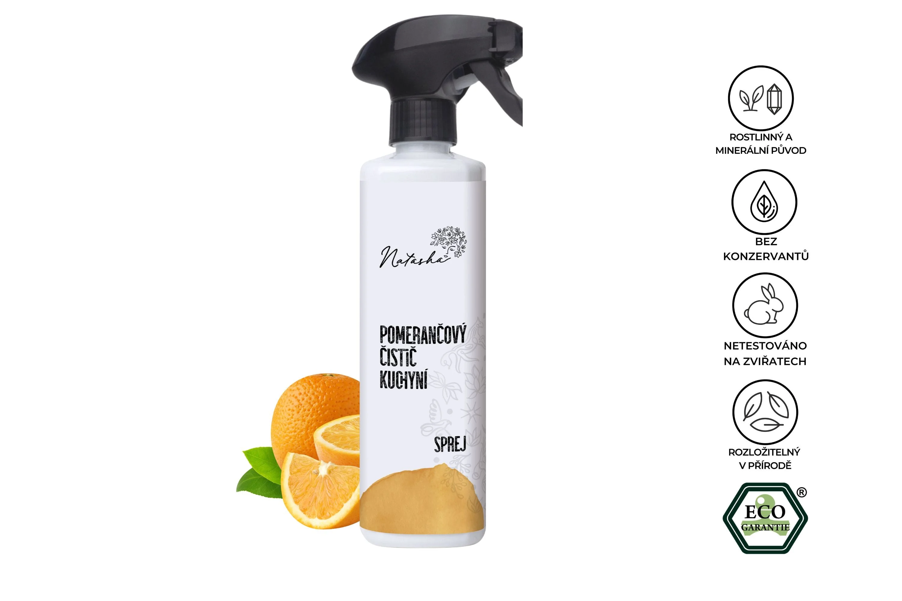 Natasha Limpador de cozinhas de laranja - spray (500 ml) - desengordurante universal em spray