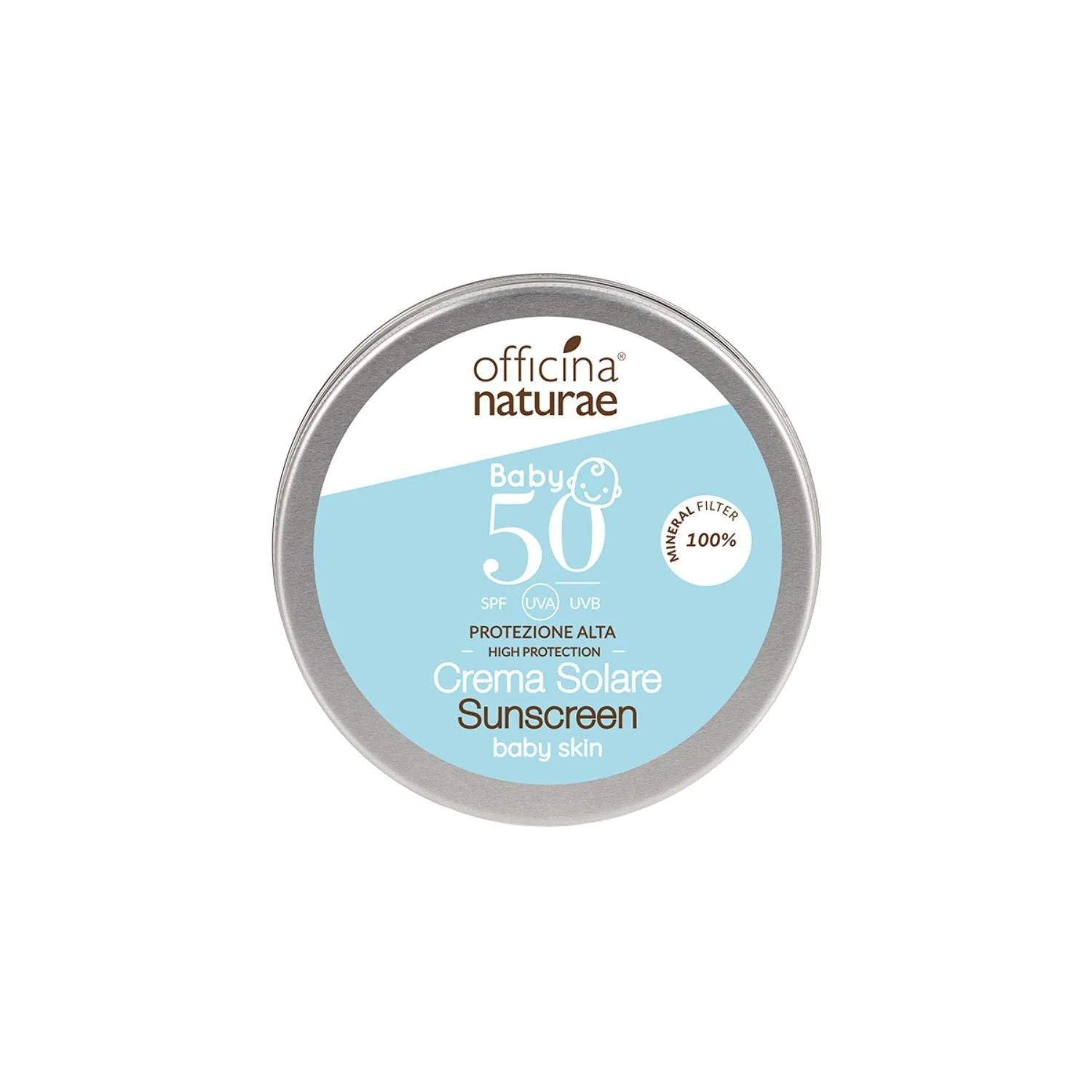 Officina Naturae Creme solar para crianças e pele sensível SPF 50 em lata (75 ml) - sem perfume