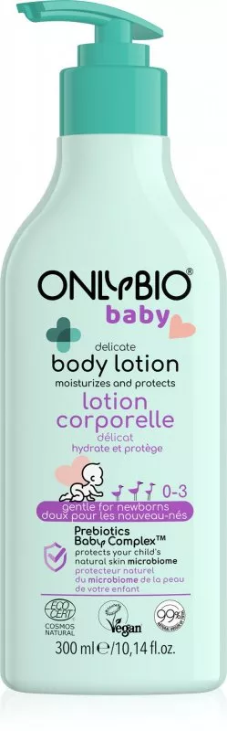 OnlyBio Leite corporal suave para crianças (300 ml) - para recém-nascidos e crianças mais velhas