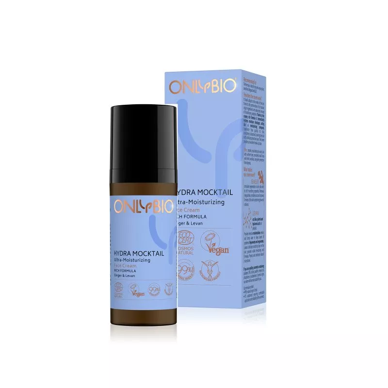 OnlyBio Hydra Mocktail Ultra Hydrating Facial Cream (50 ml) - com gengibre e lavanda