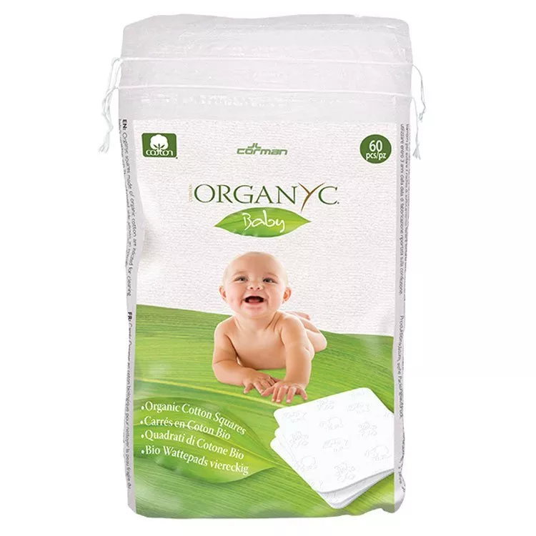 Organyc Quadrados de algodão de limpeza infantil (60 pcs) - 100% algodão orgânico