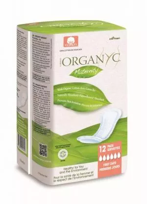 Organyc Almofadas de maternidade pós-parto (12 pcs) - 100% algodão orgânico, 6 gotas