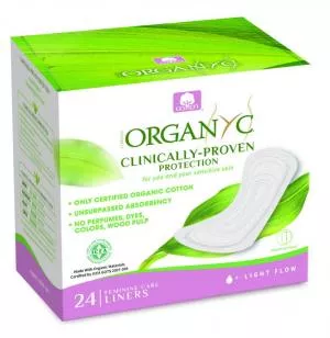 Organyc Slip Inserts Light (24 pcs) - 100% bio-algodão, 1 gota