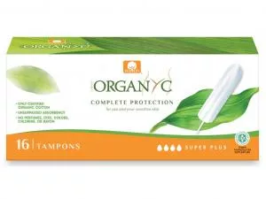 Organyc Tampões Super Plus (16 pcs) - 100% algodão orgânico, 4 gotas