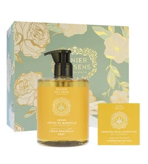 Panier Des Sens Regenerating Honey conjunto de oferta sabonete líquido + champô sólido para cabelos secos 75 g