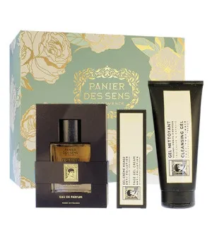 Panier Des Sens L'Olivier água perfumada 50 ml + gel de limpeza para rosto, corpo e cabelos 200 ml + creme gel para o rosto 75 ml conjunto de presente Para homens