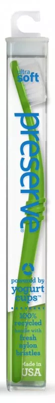 Preserve Escova de dentes (ultra macia) - verde - feita de copos de iogurte reciclados