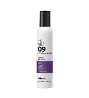 PURING 09 BlondeResolve Silver Mousse espuma neutralizadora sem enxaguamento para cabelos loiros, grisalhos e descoloridos