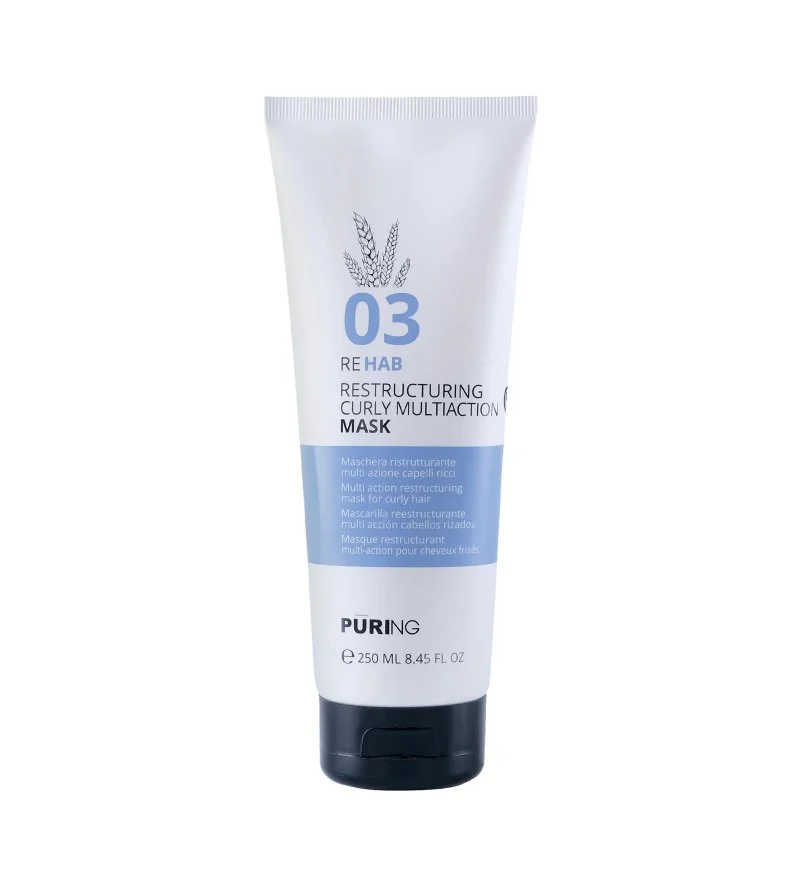 03 Rehab Restructuring Curly Multi Action Mask máscara hidratante intensiva para cabelos cacheados, ondulados e frisados 250 ml