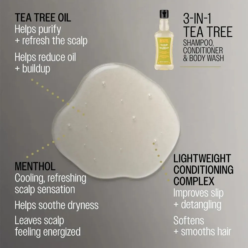 3 em 1 Tea Tree Shampoo-Condicionador-Gel de Banho shampoo para homens 3 em 1 para homens 350 ml