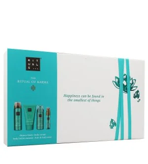 Rituals The Ritual of Karma conjunto de oferta gel de banho 50 ml + bruma para corpo e cabelo 20 ml + espuma corporal 50 ml + creme corporal
