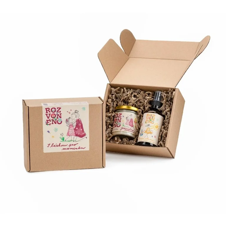 Rozvoněno Conjunto de presente Com amor para a mãe - vela perfumada e ambientador