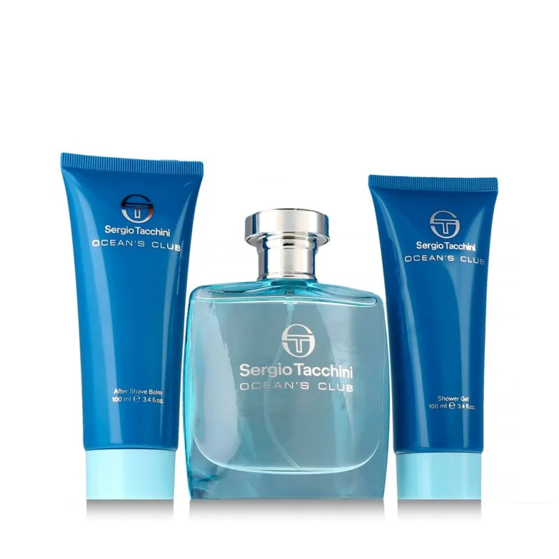 Ocean's Club Eau de Toilette para homens 100 ml + Bálsamo Pós-Barba 100 ml + Gel de Banho