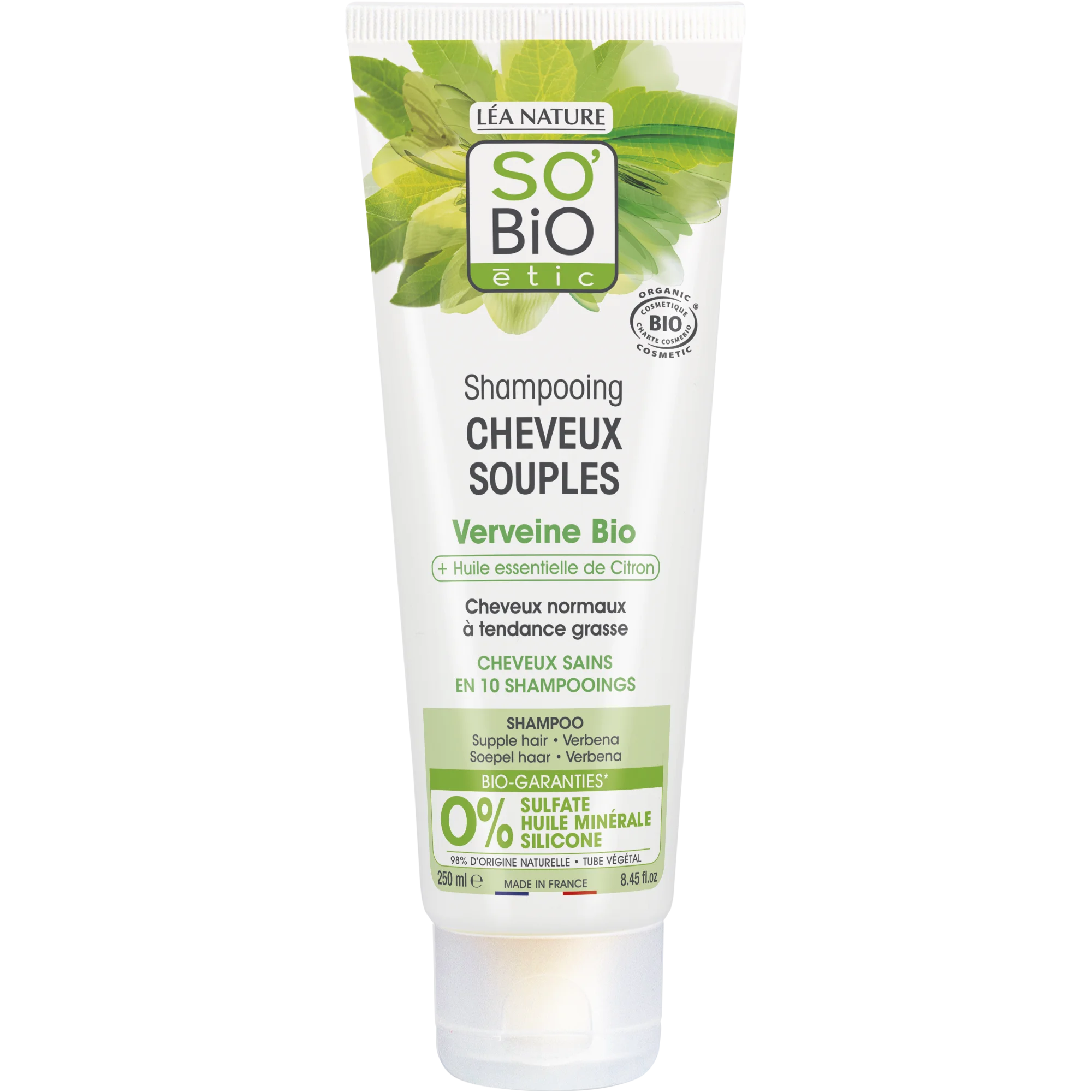 SO’BiO étic Champô suave BIO de verbena e limão (250 ml) - ideal para cabelos oleosos