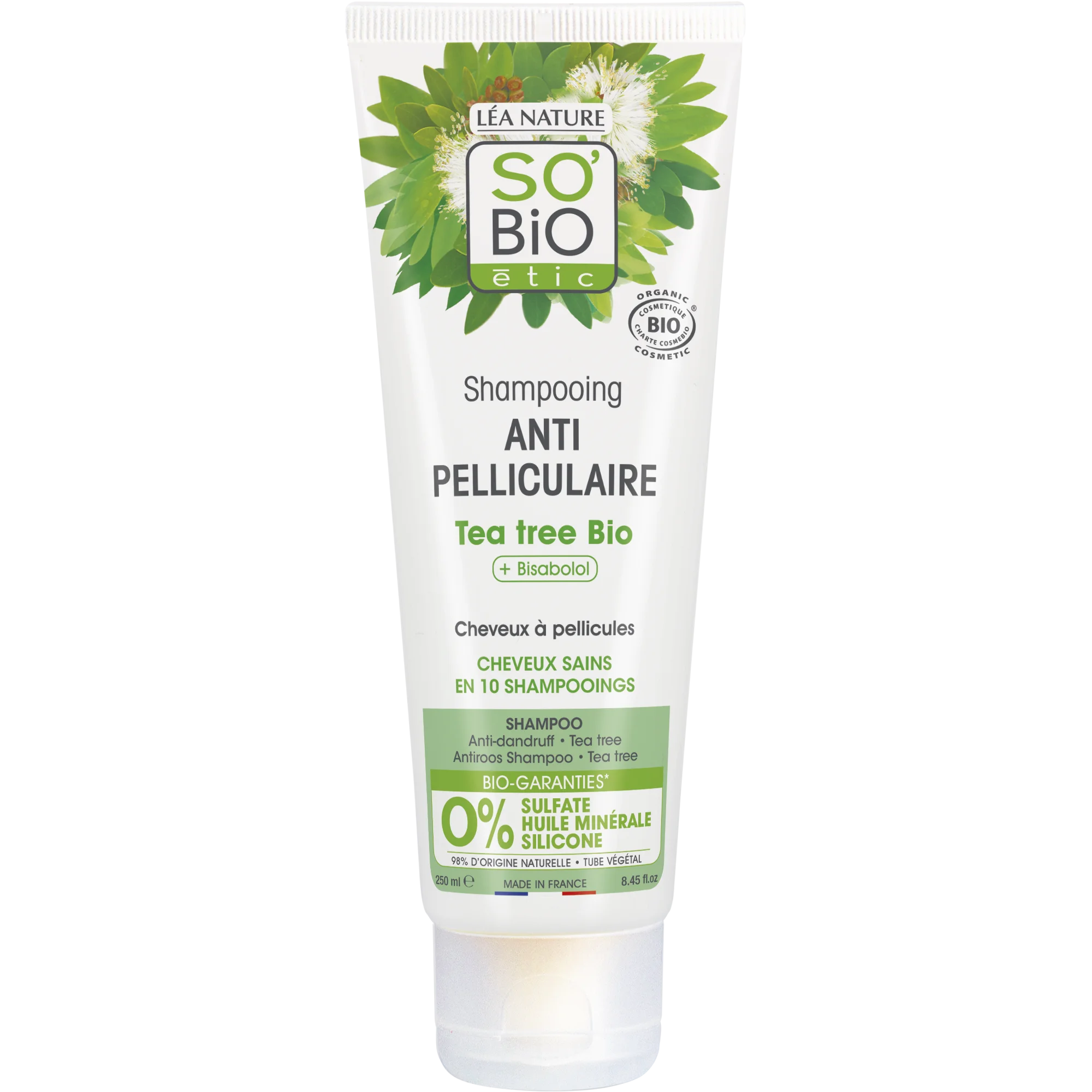 SO’BiO étic Champô anticaspa BIO com tea tree e bisabolol (250 ml) - com sumo de aloe vera