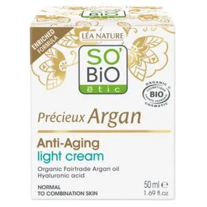 SO’BiO étic Anti-age Precieux Argan Creme de dia leve para pele normal a mista BIO (50 ml) - hidrata e firma a pele