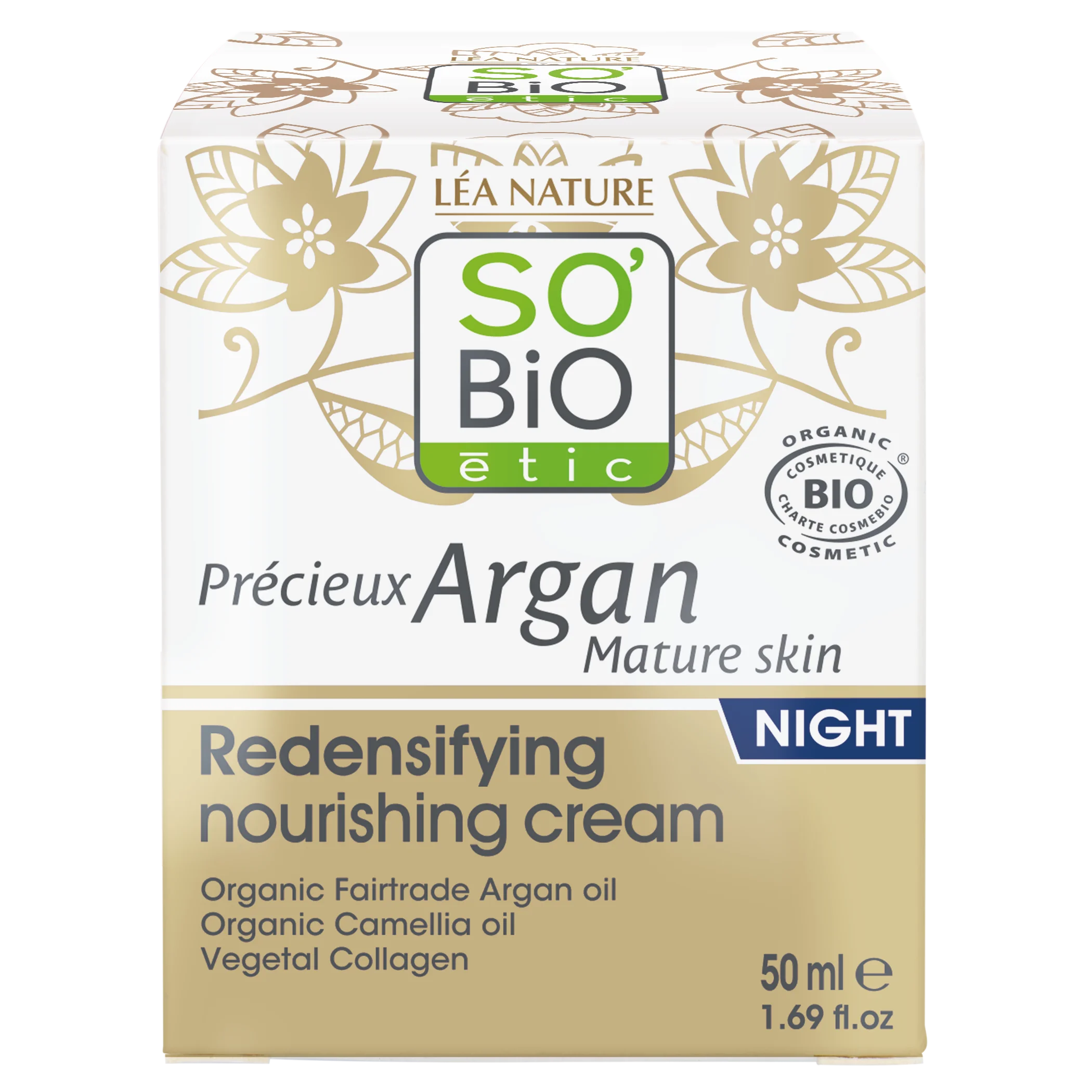 SO’BiO étic Anti-age Precieux Creme noturno nutritivo e firmador GOLD BIO (50 ml) - ideal para pele madura