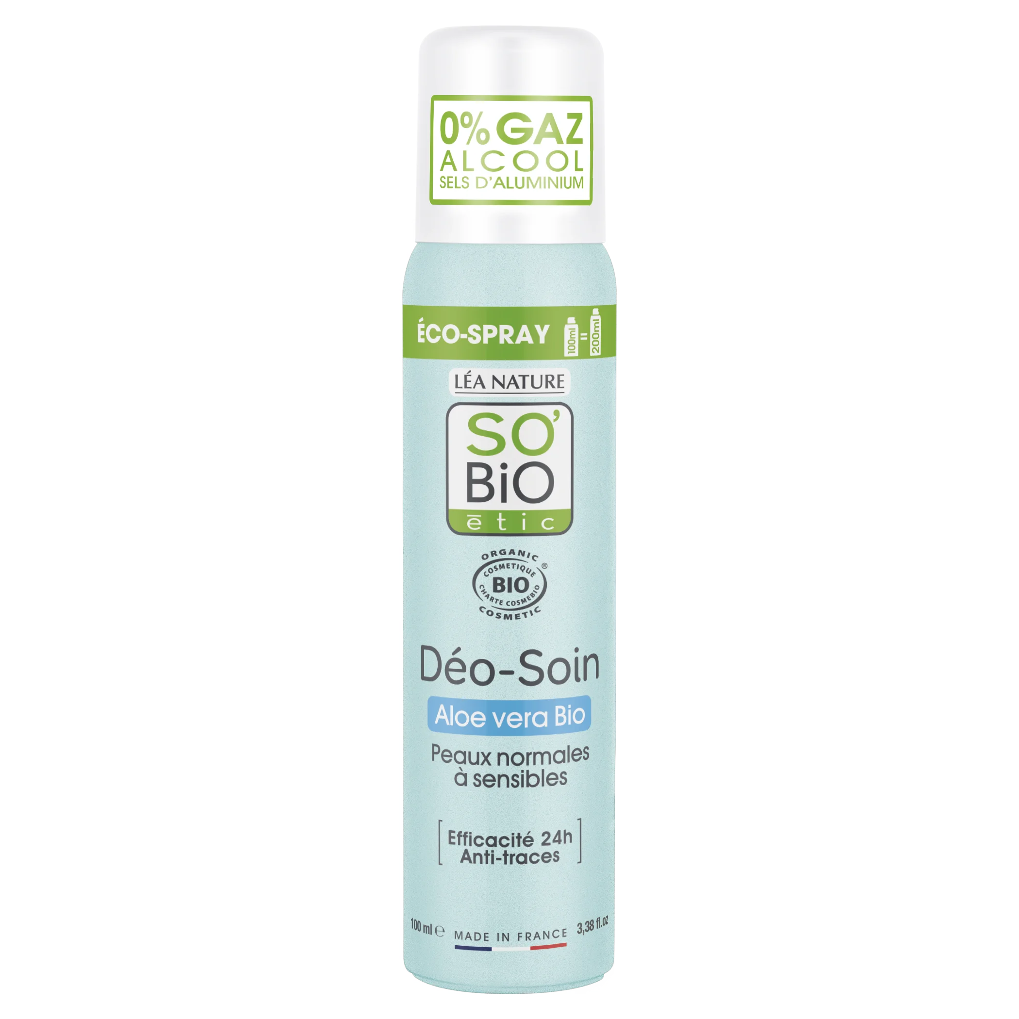 SO’BiO étic Desodorizante natural ECO SPRAY 24h - Aloe vera BIO (100 ml) - eficaz até 24 horas
