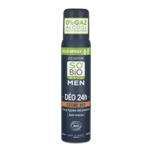 SO’BiO étic Desodorizante natural ECO SPRAY 24h MEN - cedro BIO (100 ml) - eficaz até 24 horas