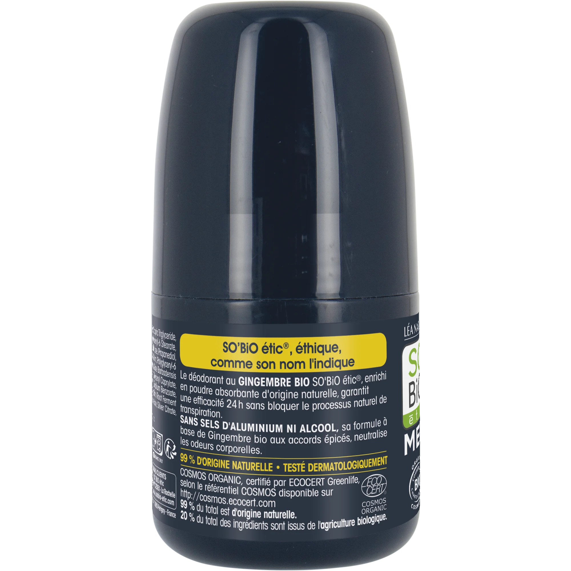 SO’BiO étic Desodorizante roll-on 24h MEN - gengibre BIO (50 ml) - eficaz até 24 horas