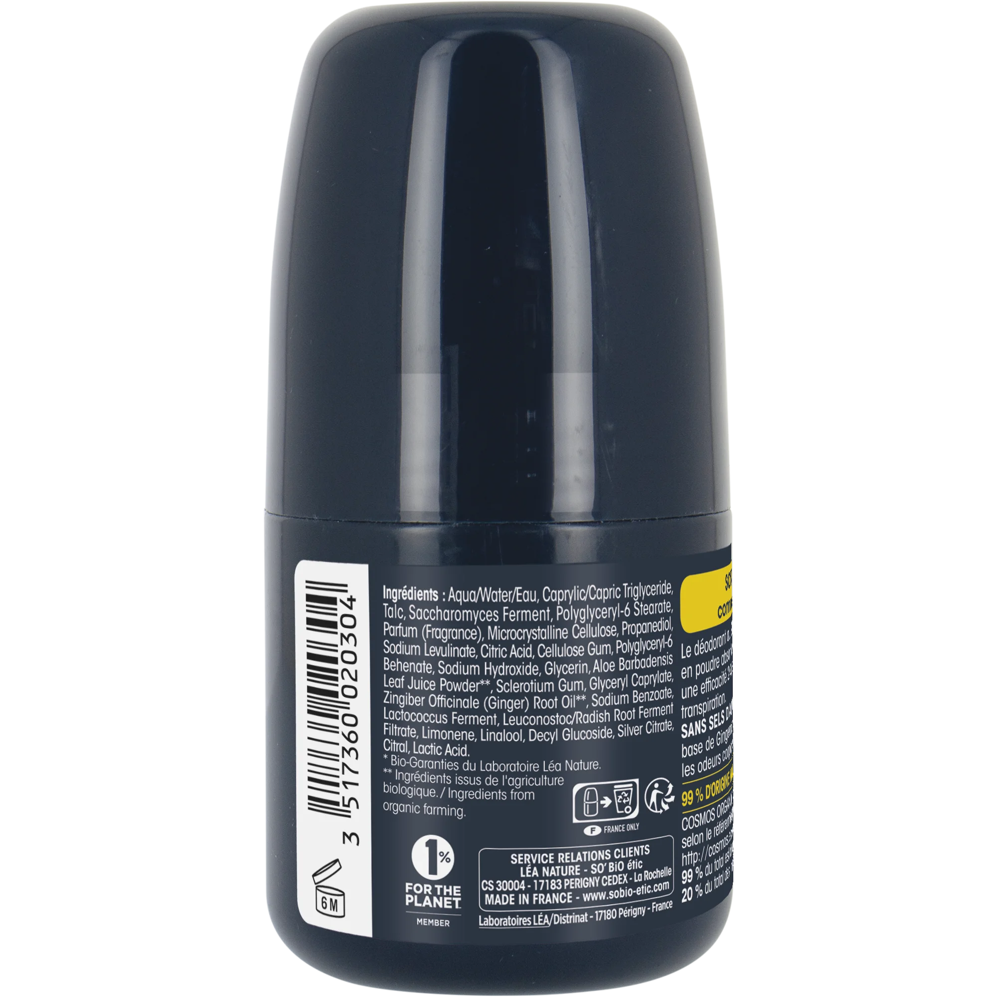 SO’BiO étic Desodorizante roll-on 24h MEN - gengibre BIO (50 ml) - eficaz até 24 horas