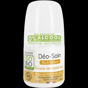 SO’BiO étic Desodorizante roll-on 24h Nutrition+ com karité BIO (50 ml) - eficaz até 24 horas
