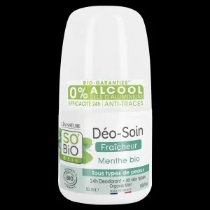 SO’BiO étic Desodorizante roll-on 24h refrescante com hortelã BIO (50 ml) - eficaz até 24 horas