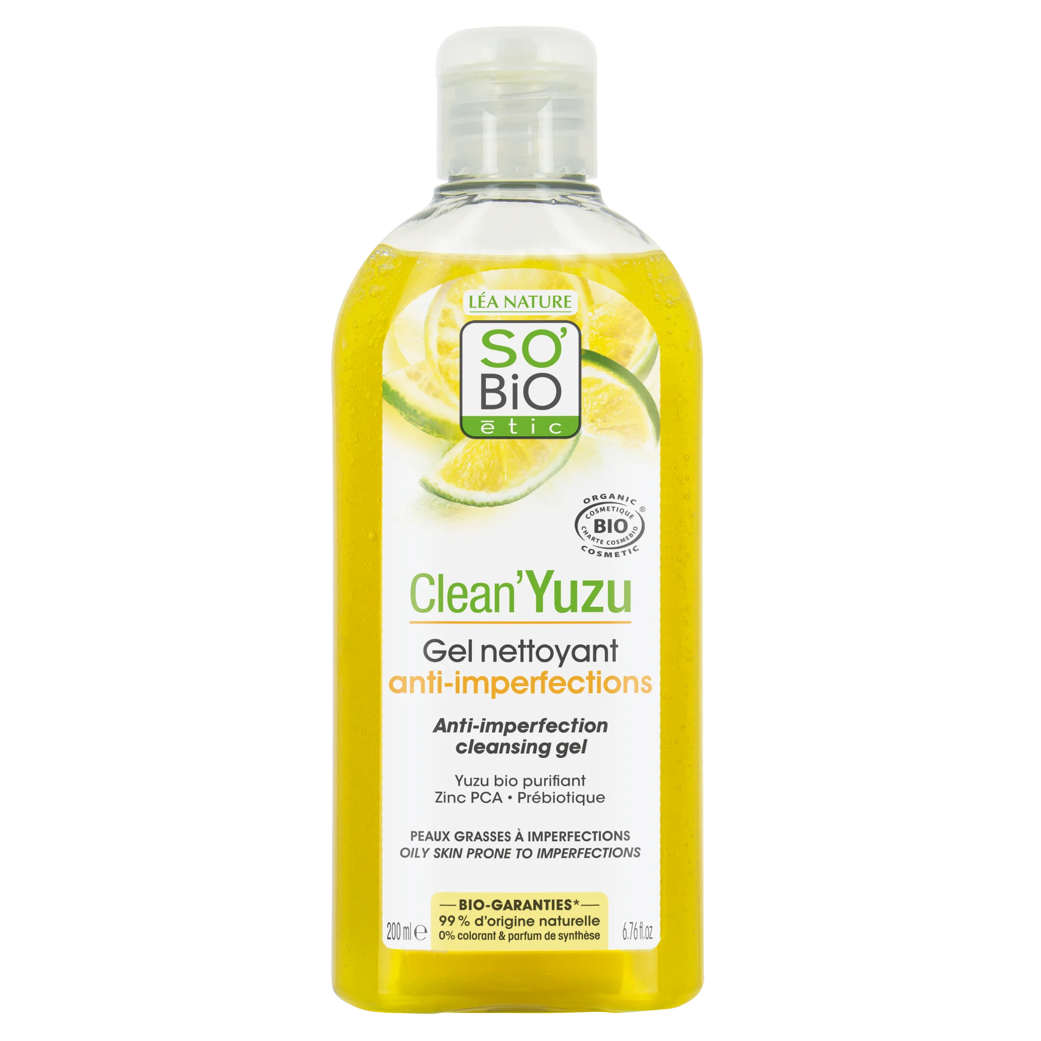 SO’BiO étic Gel de limpeza anti-imperfeições - Clean Yuzu BIO (200 ml) - ideal para pele oleosa