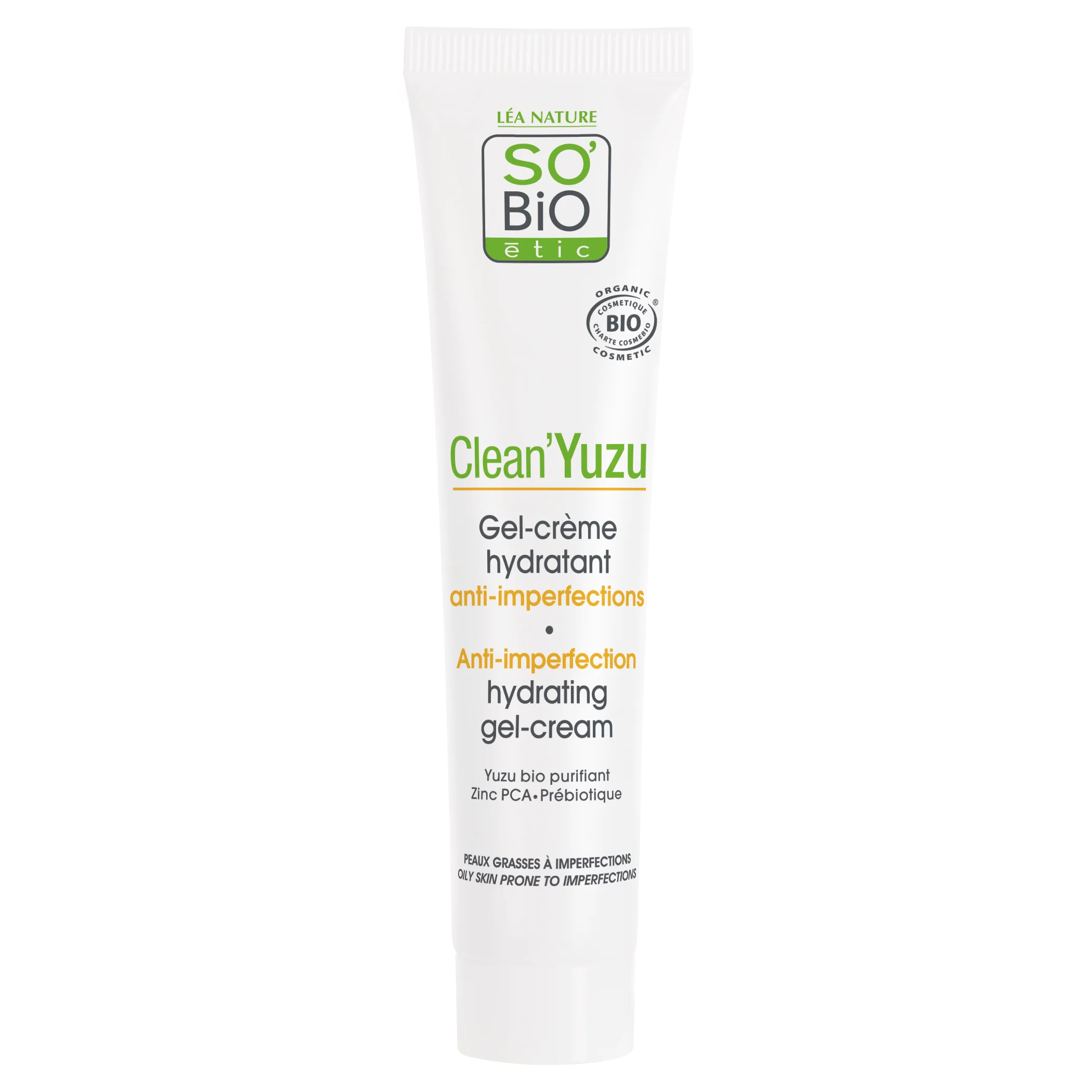 SO’BiO étic Gel-creme facial hidratante - Clean Yuzu BIO (40 ml) - ideal para pele oleosa