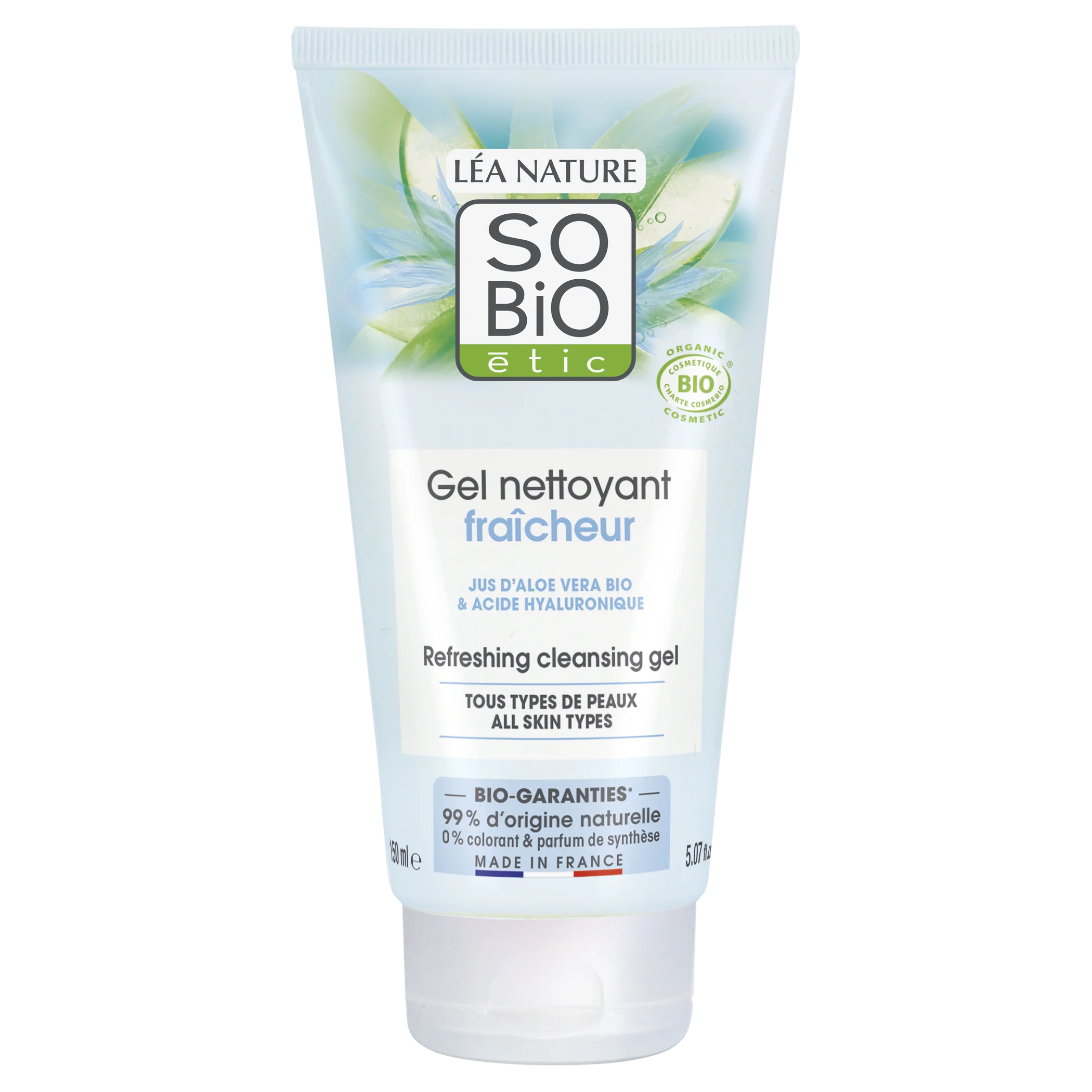 SO’BiO étic Gel de limpeza hidratante Aloe vera BIO (150 ml) - para todos os tipos de pele