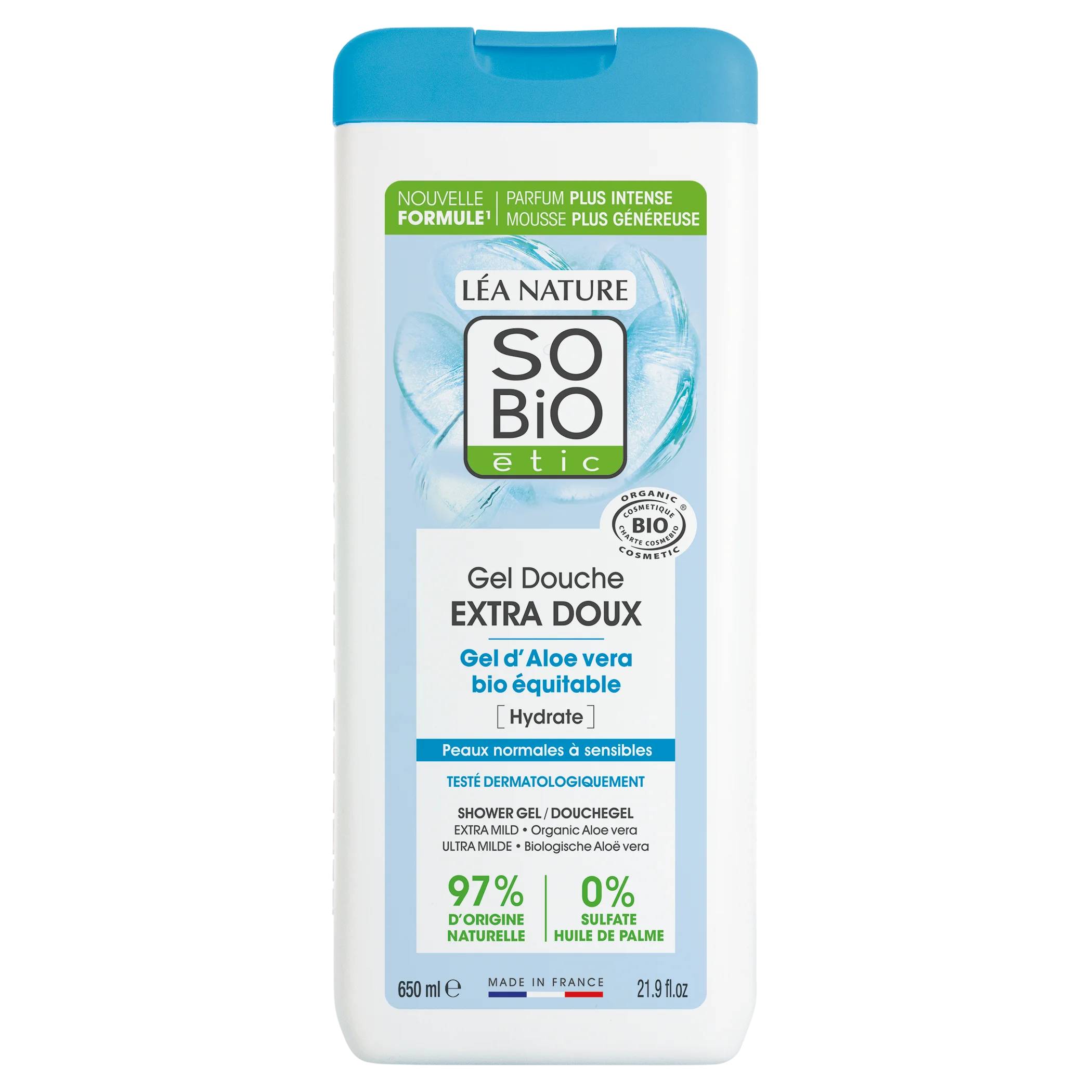 SO’BiO étic Gel de banho EXTRA SUAVE com Aloe vera BIO (650 ml) - hidrata intensamente