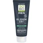 SO’BiO étic Gel de banho MEN 3 em 1 - vetiver BIO refrescante (200 ml) - para corpo, rosto e cabelo