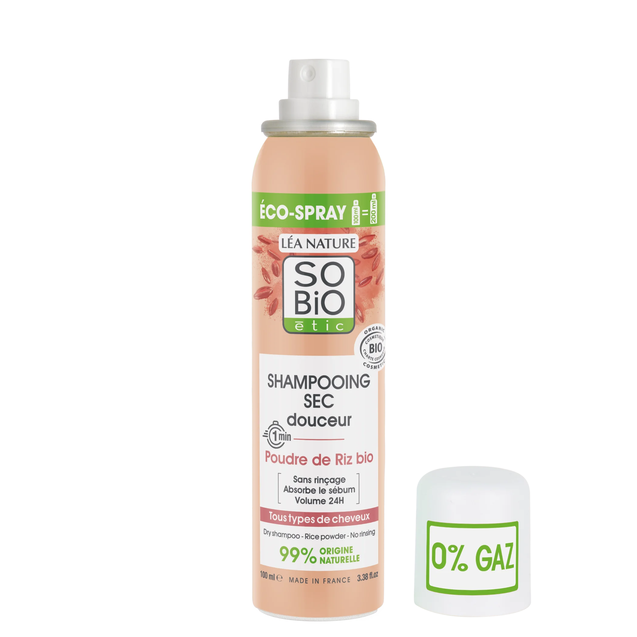SO’BiO étic Champô seco suave em spray para couro cabeludo sensível BIO (100 ml) - volume e cabelo limpo sem lavar