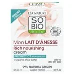 SO’BiO étic Creme ricamente nutritivo com leite de burra BIO (50 ml) - para pele muito seca
