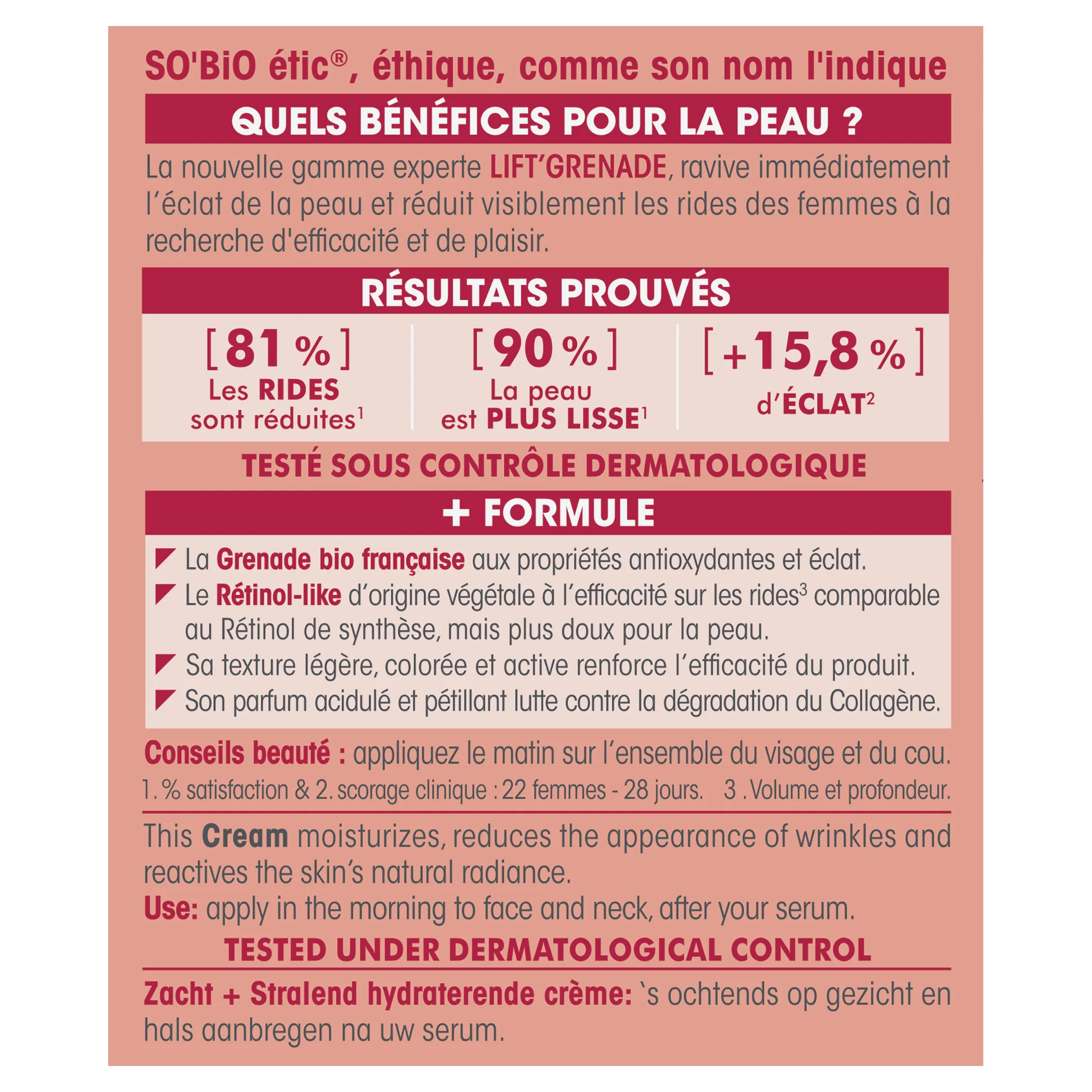 SO’BiO étic Creme de dia iluminador anti-rugas Lift'Grenade BIO (50 ml) - com romã