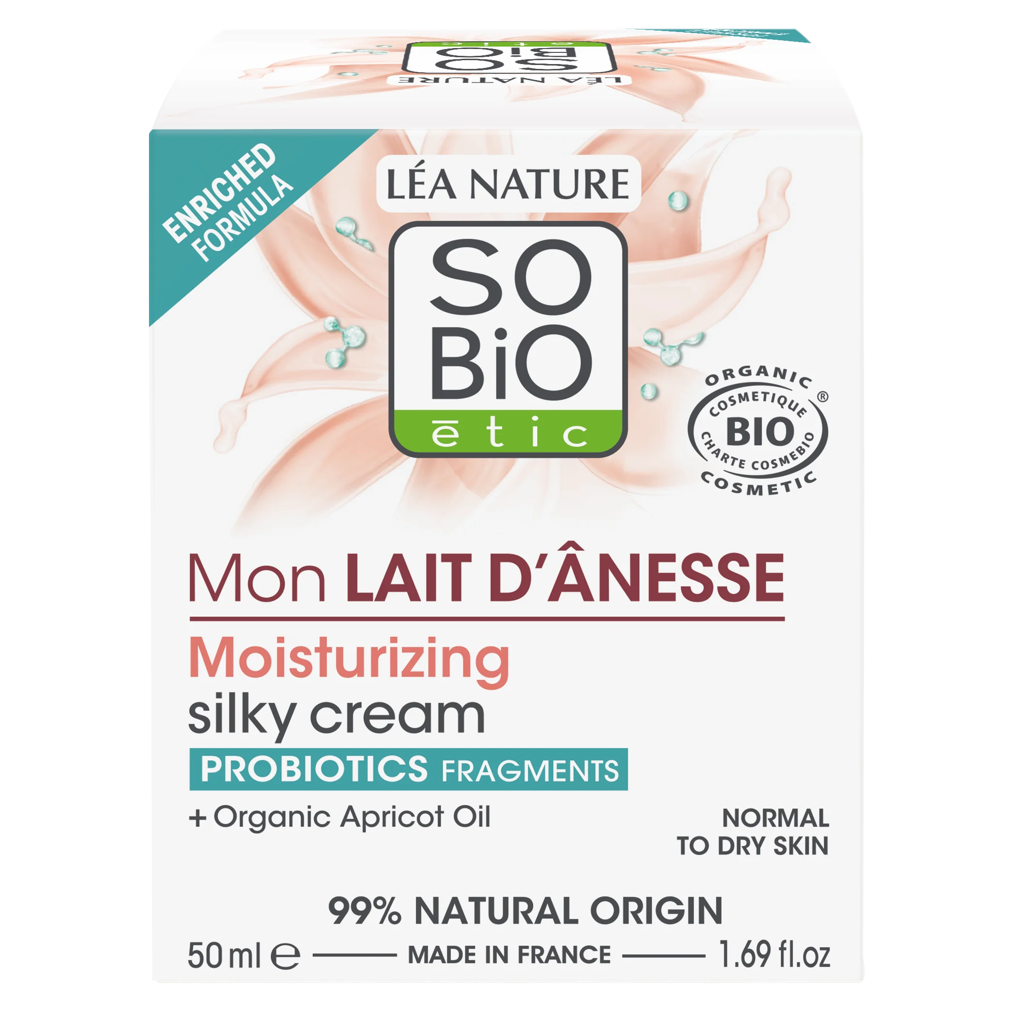 SO’BiO étic Creme hidratante sedoso com leite de burra BIO (50 ml) - para todos os tipos de pele, incluindo as sensíveis