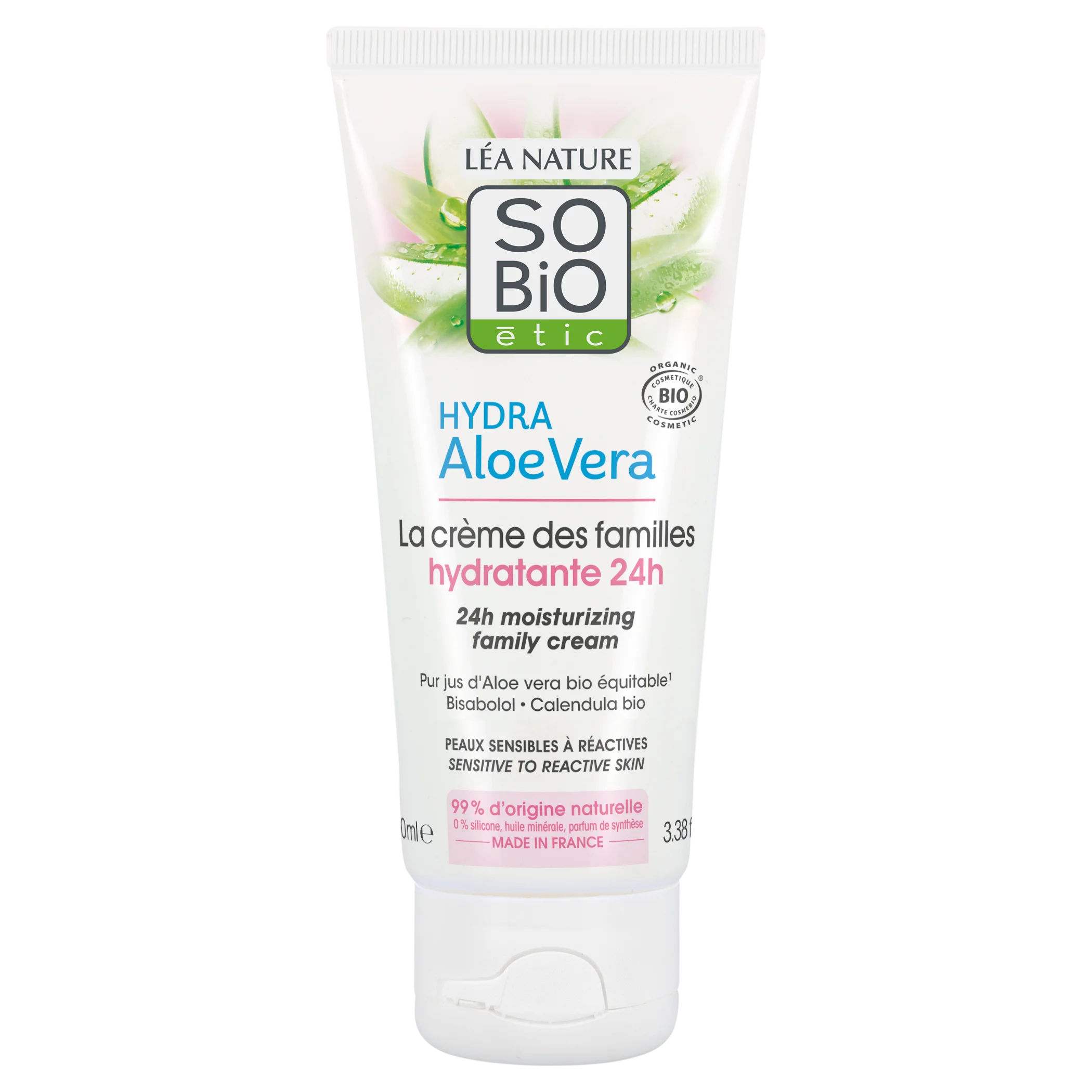 SO’BiO étic Creme hidratante hipoalergénico com Aloe vera para toda a família BIO (100 ml) - hidrata, acalma e regenera
