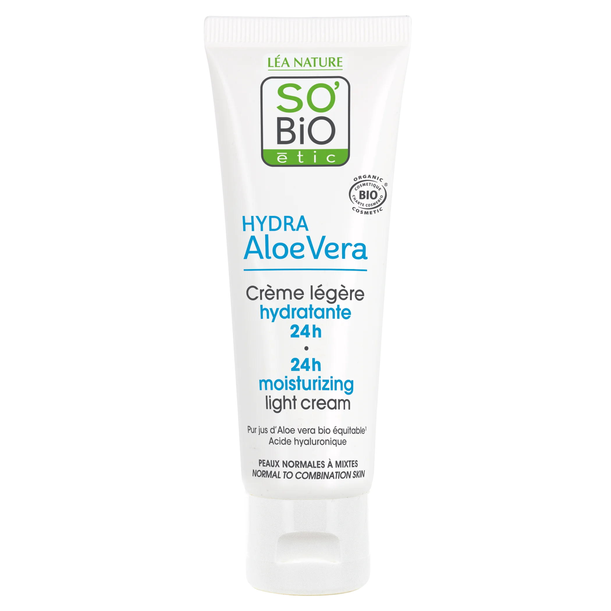 SO’BiO étic Creme de Dia Ligeiramente Hidratante com Aloé Vera BIO (50 ml) - com ácido hialurónico