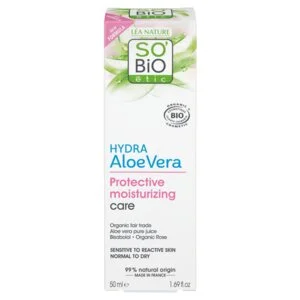 SO’BiO étic Creme protetor para pele sensível com Aloe vera 5 em 1 BIO (50 ml) - hidrata e acalma a pele