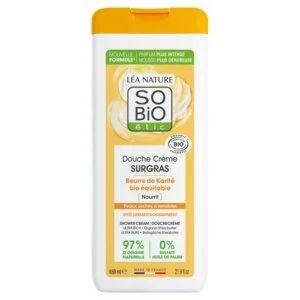 SO’BiO étic Creme de duche SURGRAS com manteiga de karité BIO (650 ml) - ideal para pele seca e sensível