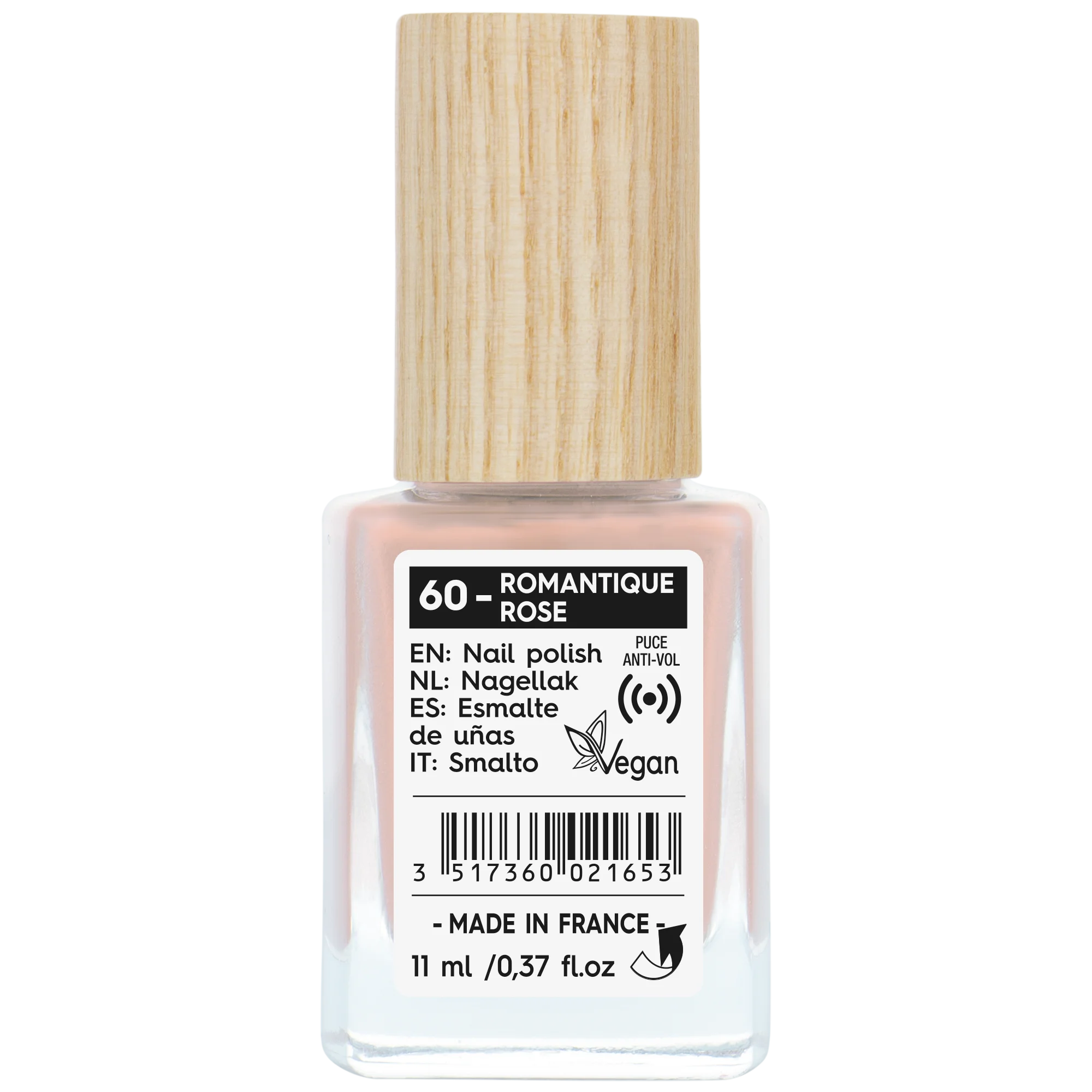 SO’BiO étic Esmalte de unhas - 60 rosa romântico (11 ml) - com cor brilhante e intensa