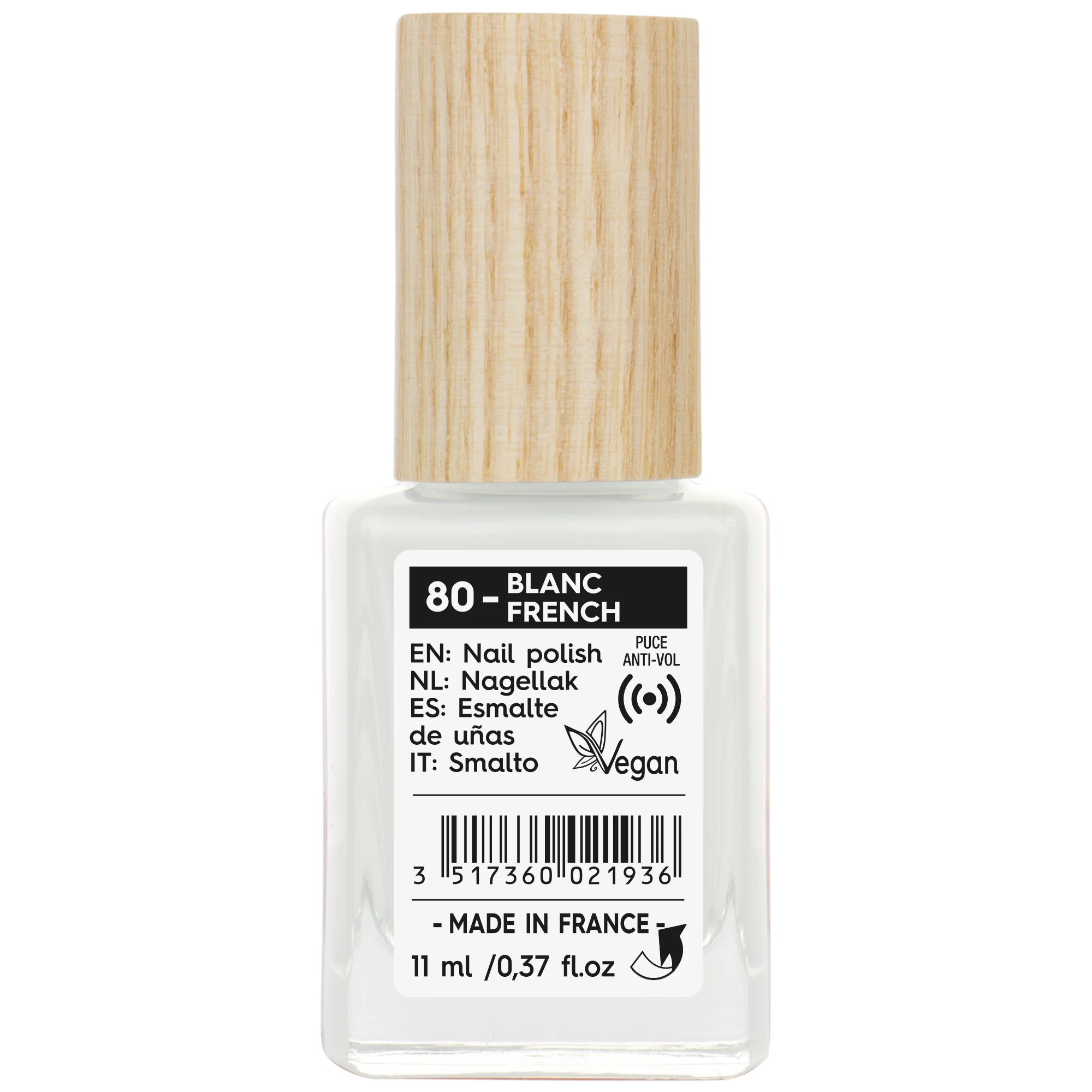 SO’BiO étic Verniz para unhas - 80 branco francês (11 ml) - com cor brilhante e intensa