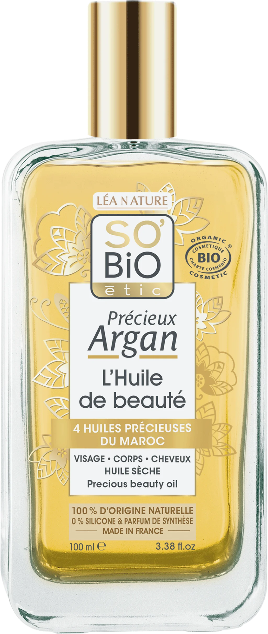 SO’BiO étic Précieux Argan Óleo nutritivo para corpo, rosto e cabelo BIO (100 ml) - elixir de juventude e beleza