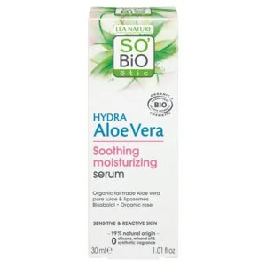 SO’BiO étic Sérum facial com Aloe vera - calmante e hidratante para pele sensível BIO (30 ml) - hidrata, acalma e ilumina