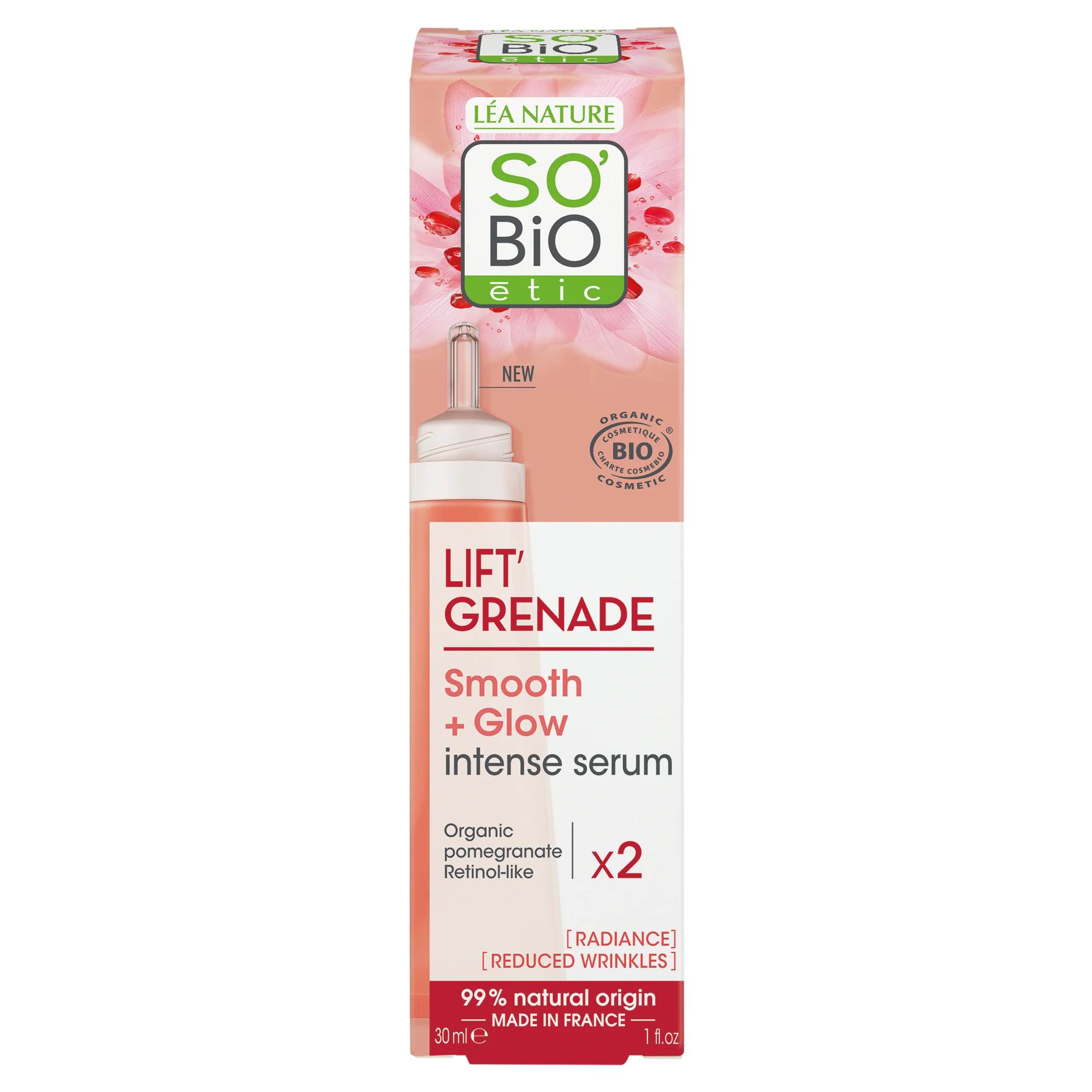 SO’BiO étic Sérum iluminador anti-rugas Lift'Grenade BIO (30 ml) - com romã